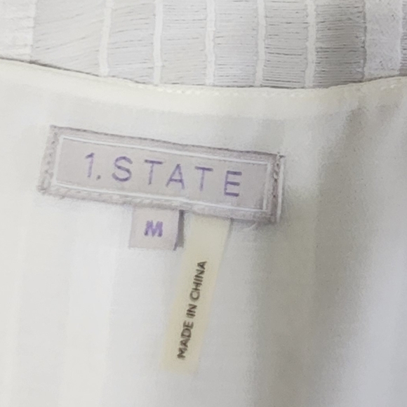 1. State White Sheer Blouse, Striped, Ruffle - Picture 4 of 6